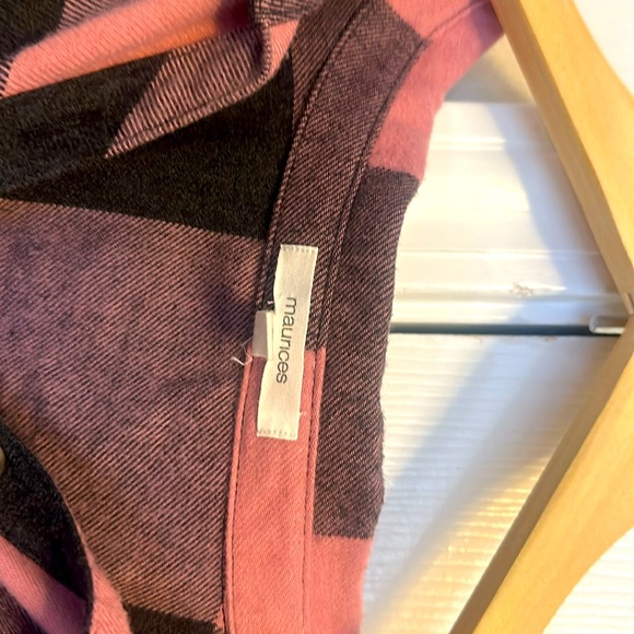 Long sleeves flannel shirt. Pink and black plaid.  Very cute w/leggings SZ 2 - Picture 1 of 2